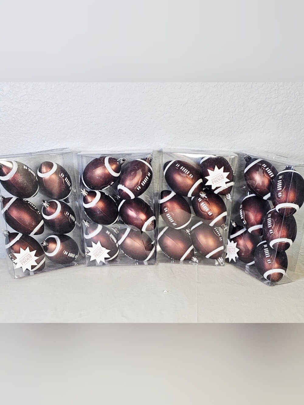 24 Football Christmas Ornaments 4" Shatterproof Hobby Lobby Tree Decor Set